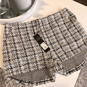 Fashion Nova Black and White Tweed High Waist Shorts